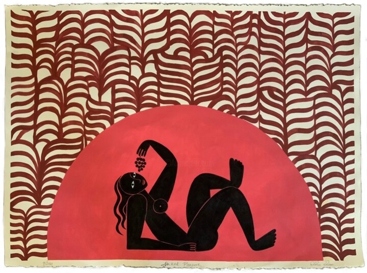 Zeichnungen mit dem Titel "Naked Pleasure" von Hiranya R, Original-Kunstwerk, Acryl