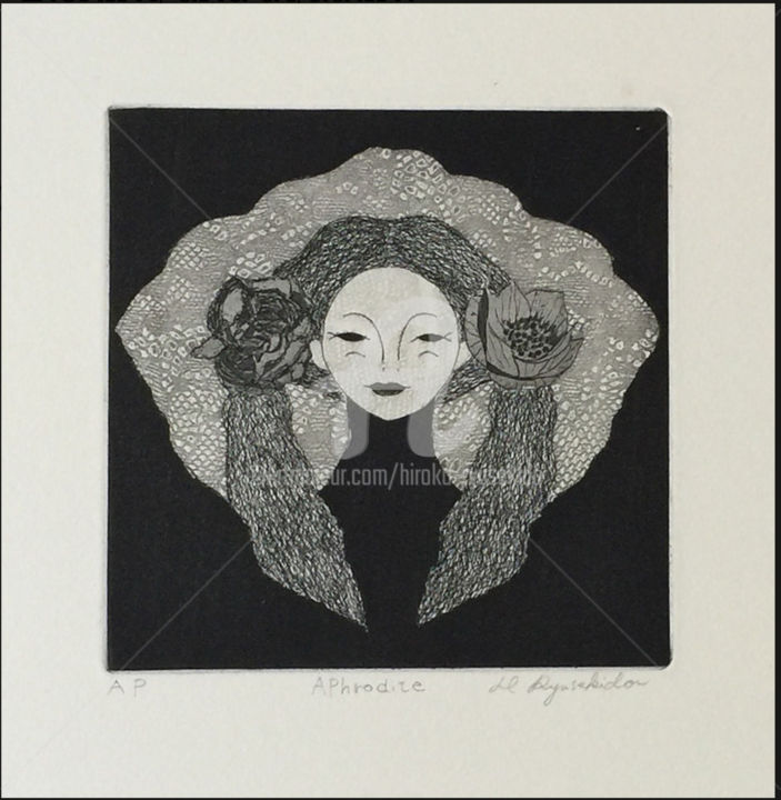 Printmaking titled "Aphrodite" by Hiroko Ryusekido, Original Artwork, Etching
