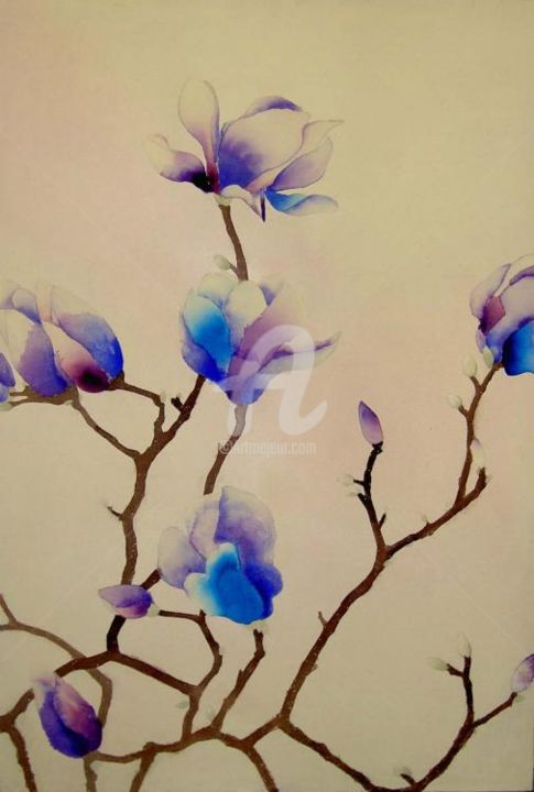 Painting titled "Maiden Magnolia" by Hiromi Ozaki, Original Artwork