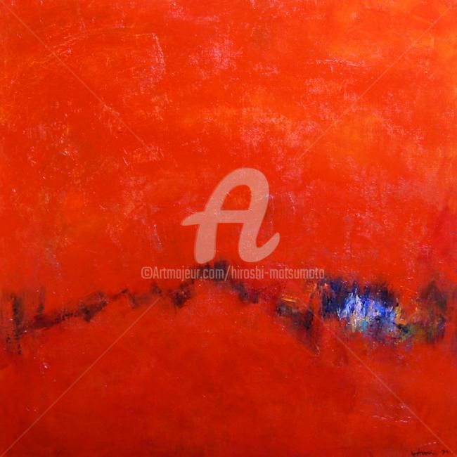 Painting titled "redscape" by Hiroshi Matsumoto, Original Artwork, Oil
