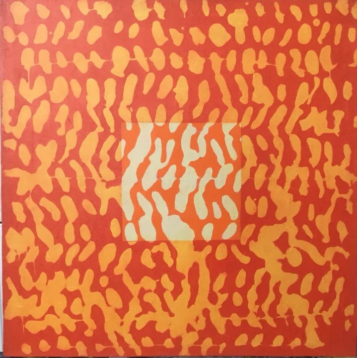 제목이 "Plumetis rouge et o…"인 미술작품 Hiroyuki Moriyama로, 원작, 아크릴 나무 들것 프레임에 장착됨