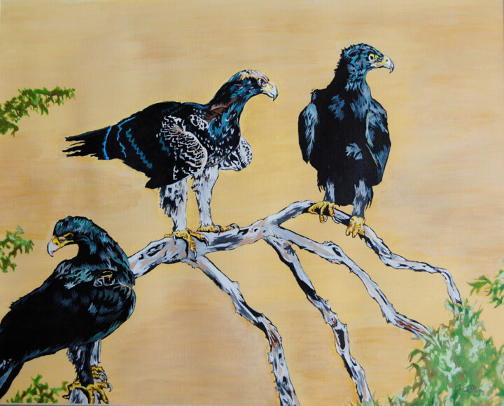 Ζωγραφική με τίτλο "Black eagles painti…" από Hiten Mistry, Αυθεντικά έργα τέχνης, Ακρυλικό