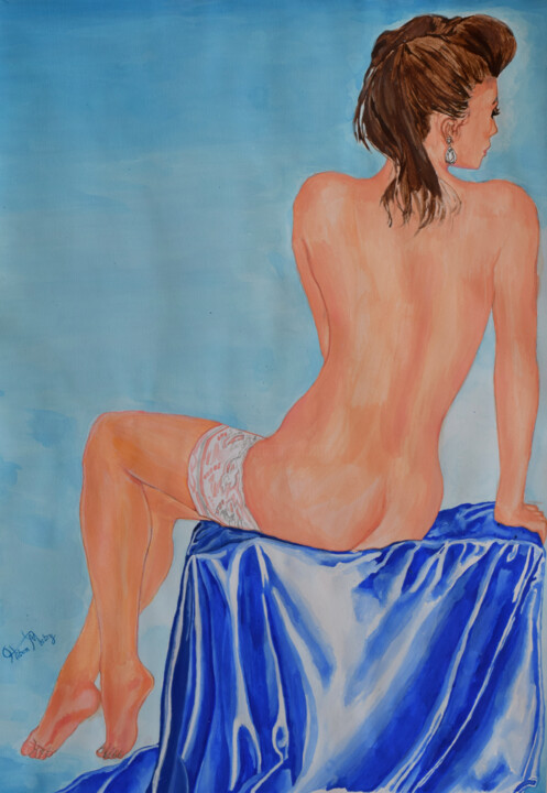 Painting titled "nude woman painting" by Hiten Mistry, Original Artwork, Acrylic