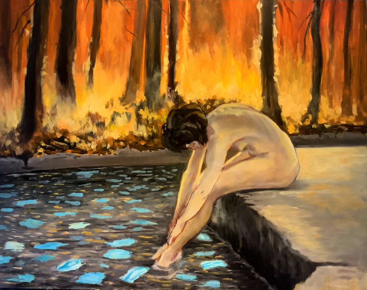 Painting titled "Nero’s Fiddle" by Hilary J England, Original Artwork, Oil