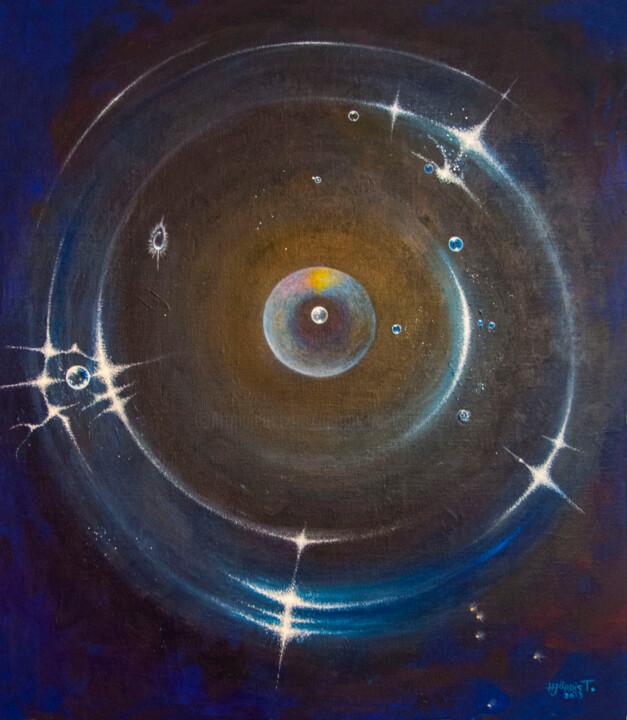 Malerei mit dem Titel "cosmos.jpg" von Hjördis Thelander, Original-Kunstwerk, Acryl