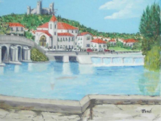 Painting titled "Tomar, Portugal" by Jose', Original Artwork, Oil