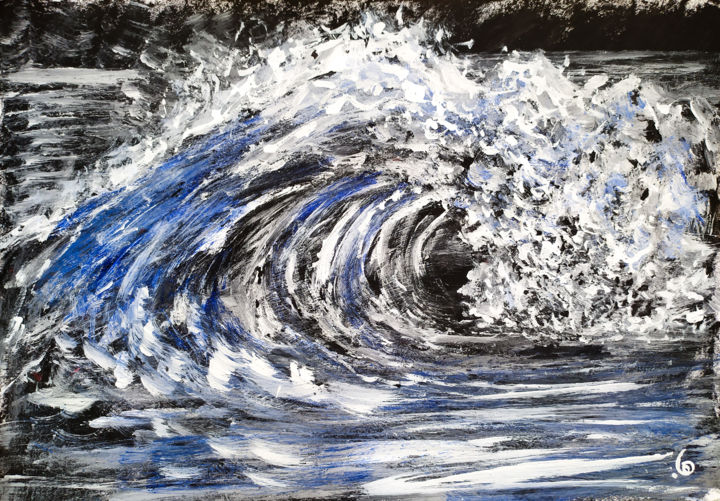 Peinture intitulée "Night Ultramarine" par Hajar Bahr, Œuvre d'art originale, Tempera