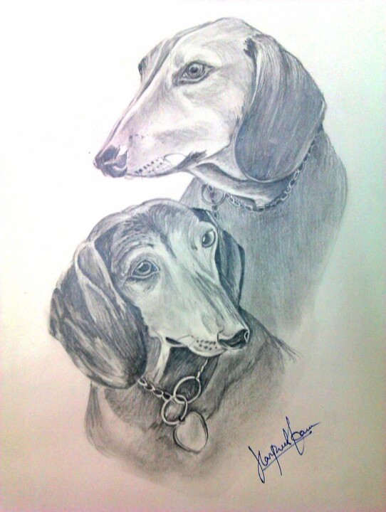 Painting titled "dogs.jpg" by Hkaur, Original Artwork