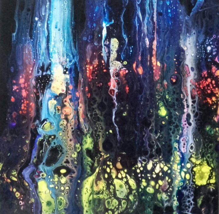 Painting titled "Abysses" by Hkine, Original Artwork, Acrylic