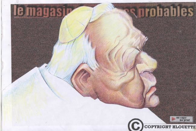 Painting titled "POPE.JEAN PAUL DEUX…" by Henri Louette Homepage, Original Artwork