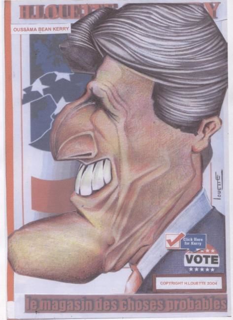 Peinture intitulée "JOHN KERRY Sénateur…" par Henri Louette Homepage, Œuvre d'art originale