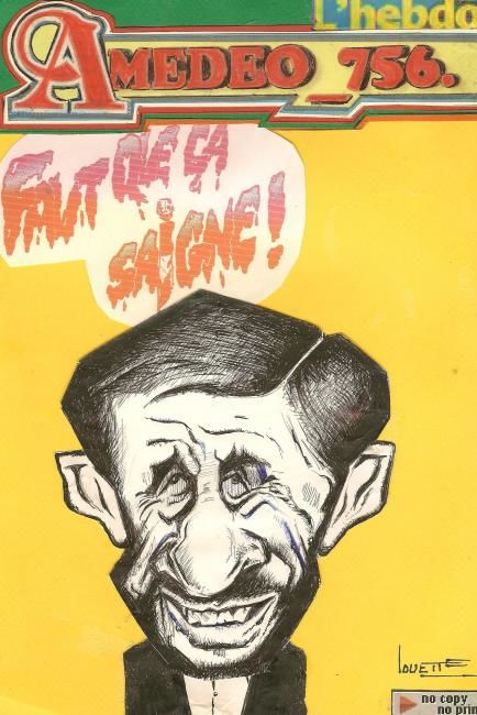 Peinture intitulée "Mahmoud Ahmadinejad…" par Henri Louette Homepage, Œuvre d'art originale