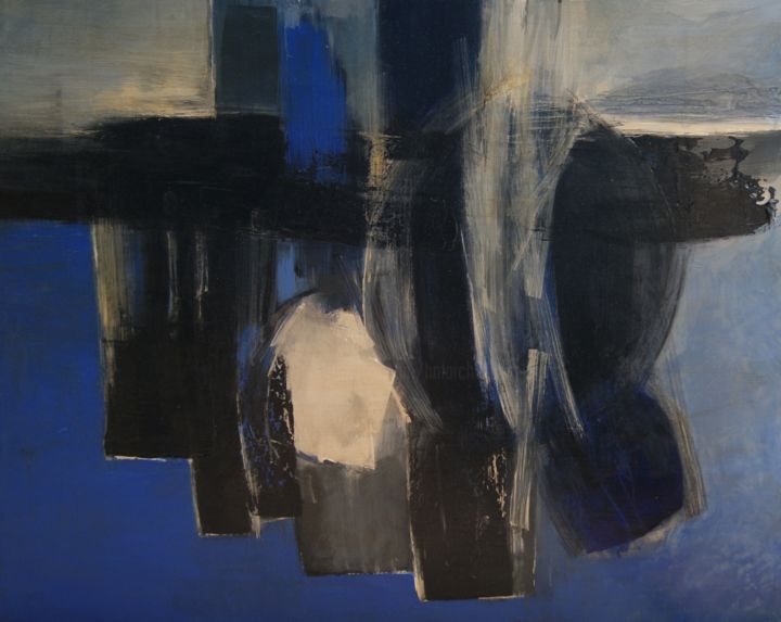 Painting titled "Horizon bleuté" by Hervé Marchelidon, Original Artwork, Acrylic