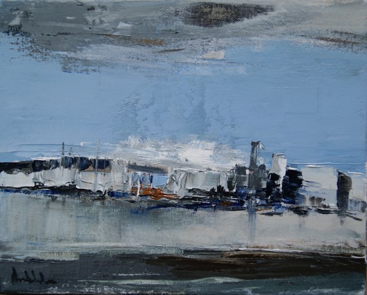 Painting titled "Port du Havre" by Hervé Marchelidon, Original Artwork, Acrylic