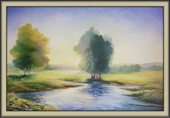 Картина под названием "Закат" - Hamul Gregory, Подлинное произведение искусства, Масло Установлен на Другая жесткая панель