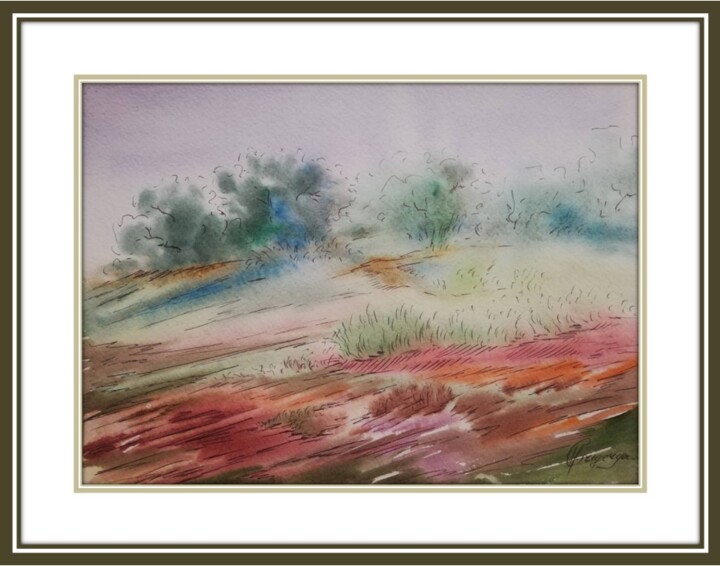 Картина под названием "Пейзаж Джавахети" - Hamul Gregory, Подлинное произведение искусства, Акварель
