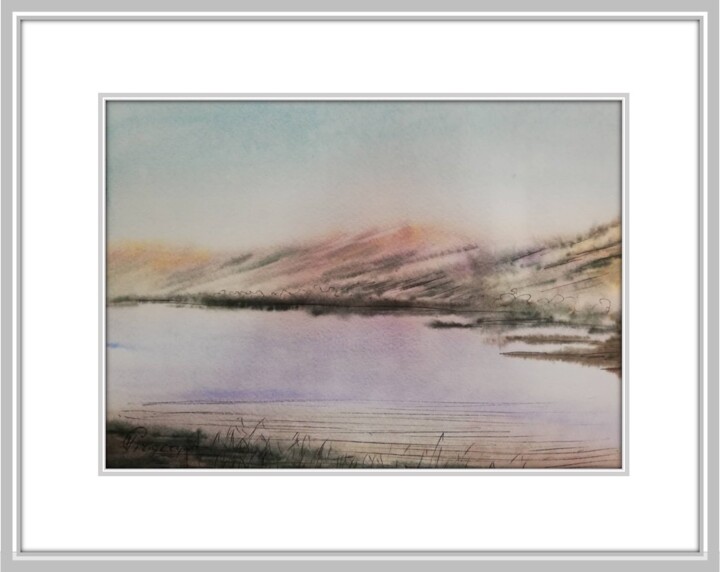 Картина под названием "Озеро Сагамо" - Hamul Gregory, Подлинное произведение искусства, Акварель