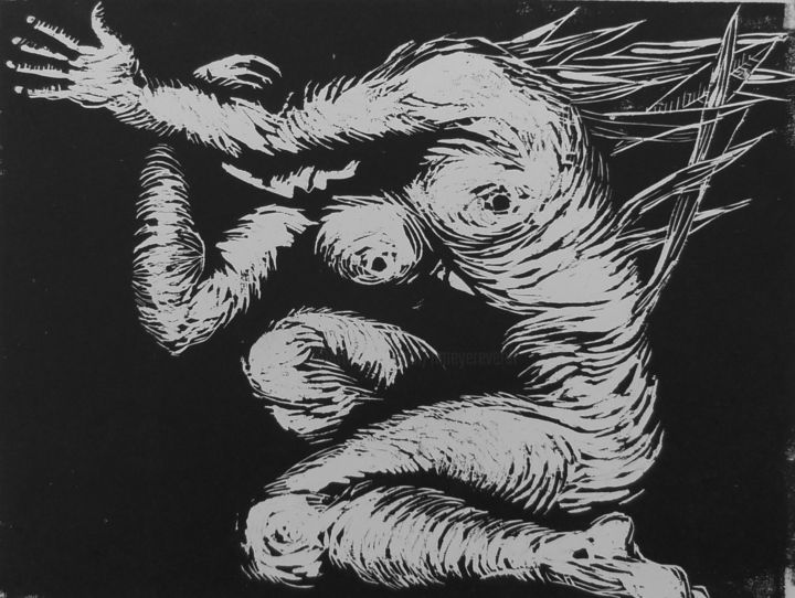 Gravures & estampes intitulée "ange-dechu.jpg" par Helena Meyer-Everdt, Œuvre d'art originale