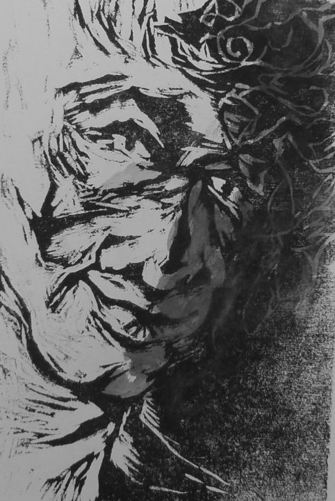 Printmaking titled "visage.jpg" by Helena Meyer-Everdt, Original Artwork