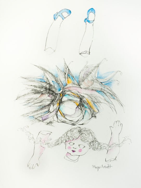 Dibujo titulada "poupee cassée 1" por Helena Meyer-Everdt, Obra de arte original, Grafito