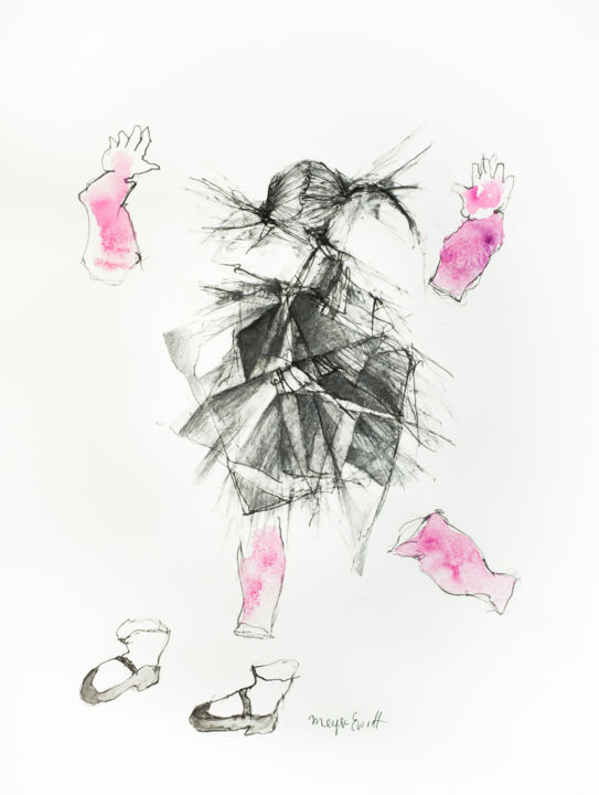 Dessin intitulée "poupee cassée 2" par Helena Meyer-Everdt, Œuvre d'art originale, Graphite