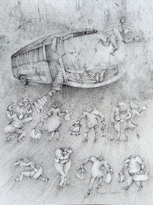 "L'Autobus de Nulle…" başlıklı Resim Helena Meyer-Everdt tarafından, Orijinal sanat, Diğer