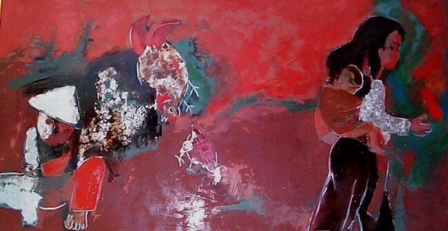 Pittura intitolato "Lacquer Painting" da Hoa Vu, Opera d'arte originale, Olio