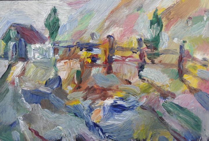 Painting titled "Landscape" by Şenol Podayva, Original Artwork, Acrylic