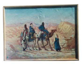 Pintura intitulada "La  caravane" por Hocine Mammeri, Obras de arte originais