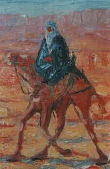 Pintura intitulada "Chameau" por Hocine Mammeri, Obras de arte originais