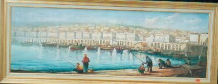 Pintura intitulada "Port d'Alger" por Hocine Mammeri, Obras de arte originais