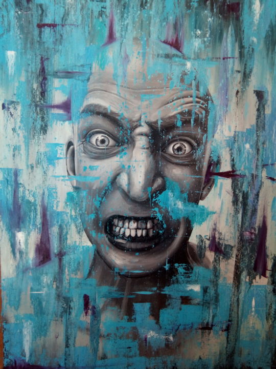 Peinture intitulée "Extreme anger" par Oulmi Hocine, Œuvre d'art originale, Huile