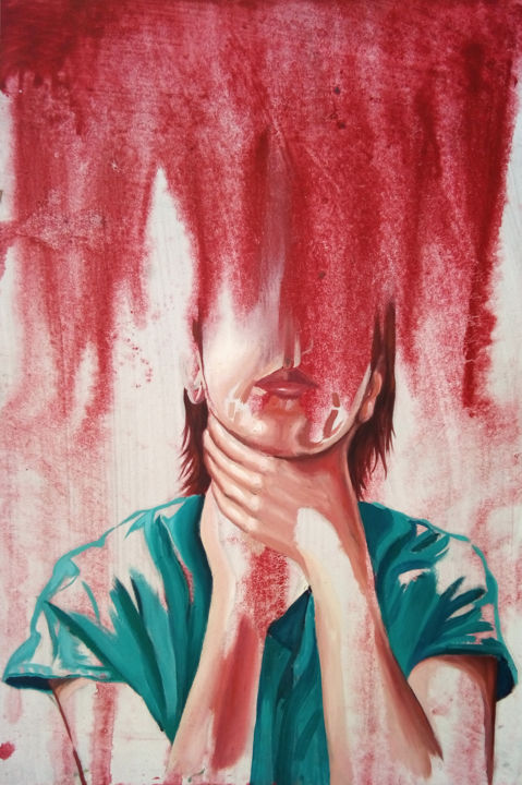 Peinture intitulée "When tears are not…" par Oulmi Hocine, Œuvre d'art originale, Autre