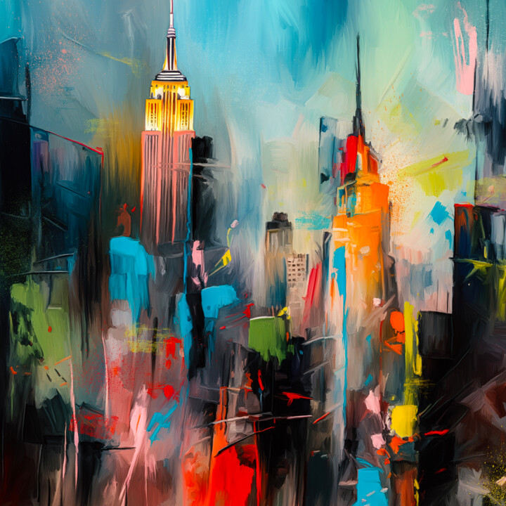 Peinture intitulée "New York Colors" par Holger Mühlbauer-Gardemin, Œuvre d'art originale, Acrylique Monté sur Châssis en bo…