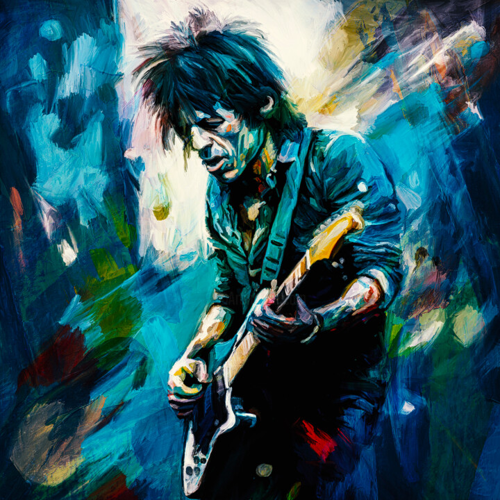 Painting titled "Keith Live" by Holger Mühlbauer-Gardemin, Original Artwork, Acrylic Mounted on Wood Stretcher frame