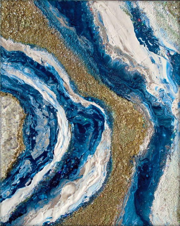 Painting titled "Textured Fluid acry…" by Holly Anderson, Original Artwork, Acrylic