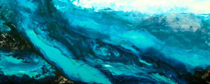 Painting titled "aerial view ocean p…" by Holly Anderson, Original Artwork, Acrylic