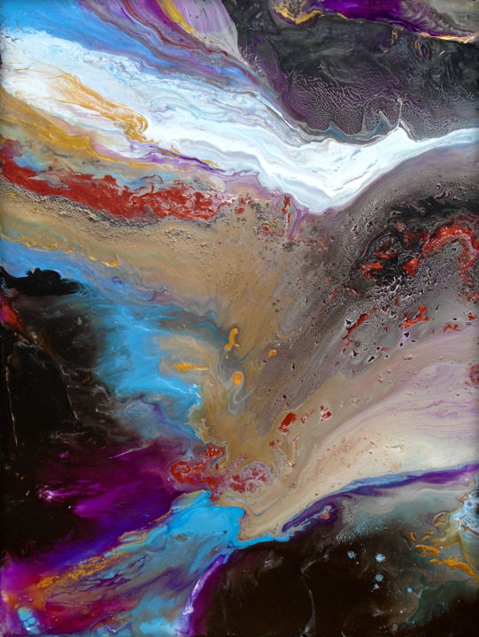 Malerei mit dem Titel "Cascade" von Holly Anderson, Original-Kunstwerk, Acryl Auf Keilrahmen aus Holz montiert