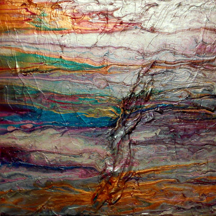Картина под названием "Multicolored Fluid…" - Holly Anderson, Подлинное произведение искусства, Акрил