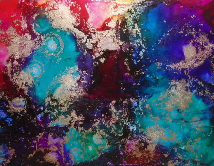 Painting titled "Explosion of Jewel…" by Holly Anderson, Original Artwork, Ink