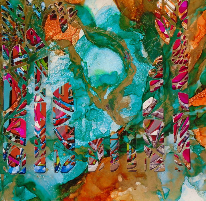 Painting titled "colorful, multidime…" by Holly Anderson, Original Art, Ink