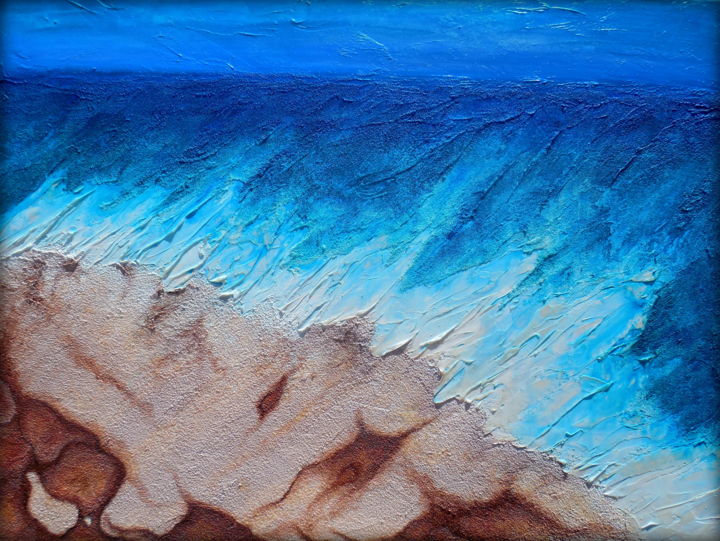 Painting titled "Abstract Beach" by Holly Anderson, Original Artwork, Acrylic