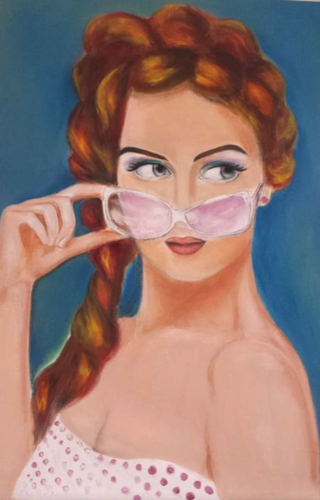 Painting titled "Modern Style girl" by Homayoun Amani, Original Artwork, Oil