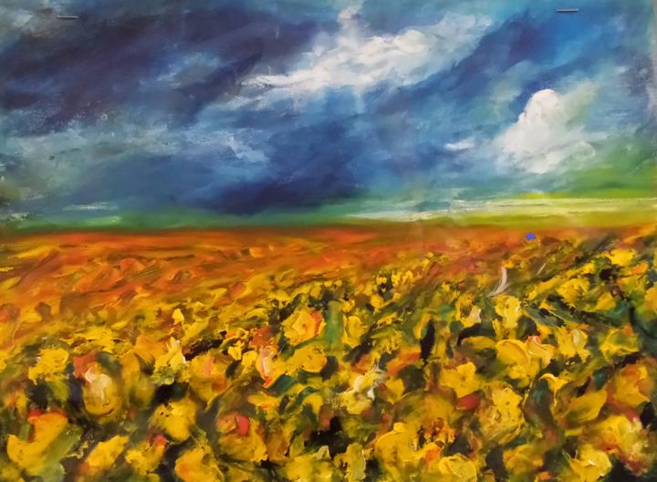 Painting titled "The Spring Time" by Homayoun Amani, Original Artwork, Oil