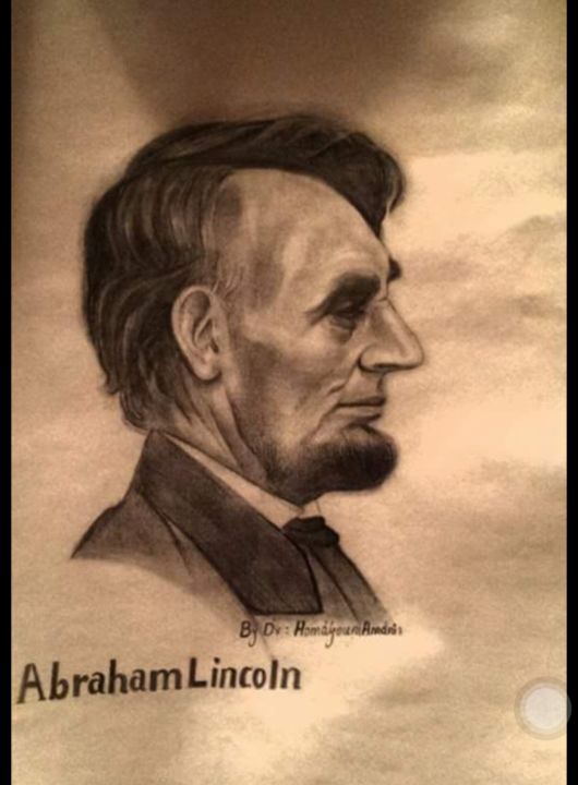 Drawing titled "AbrahamLincoln" by Homayoun Amani, Original Artwork, Pencil