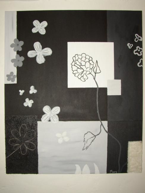 Painting titled "Noir et blanc" by Mary, Original Artwork