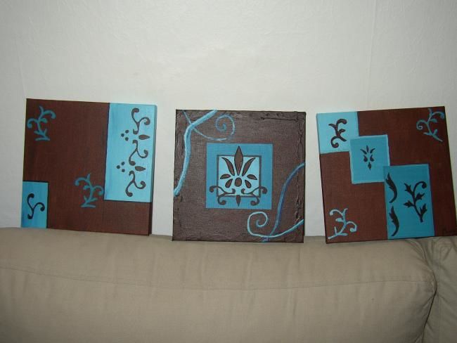 Painting titled "Chocolat et turquoi…" by Mary, Original Artwork