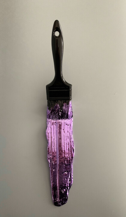 Sculpture titled "Violet Brush" by Santicri, Original Artwork, Resin Mounted on Other rigid panel
