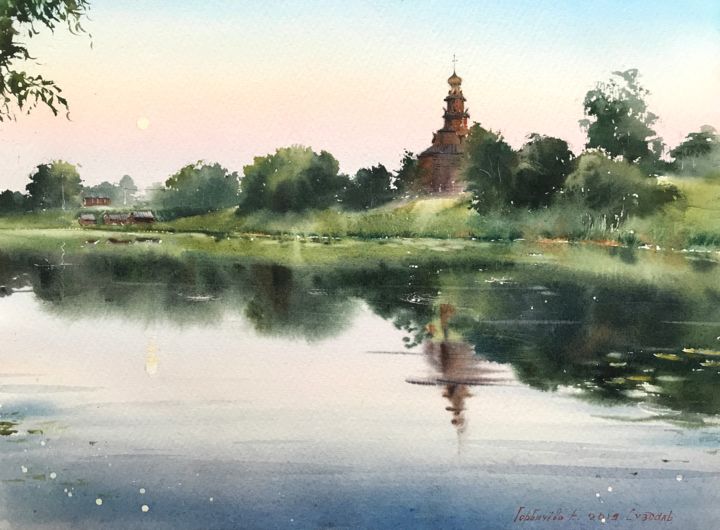 Peinture intitulée "Suzdal, Russia" par Eugenia Gorbacheva, Œuvre d'art originale, Aquarelle