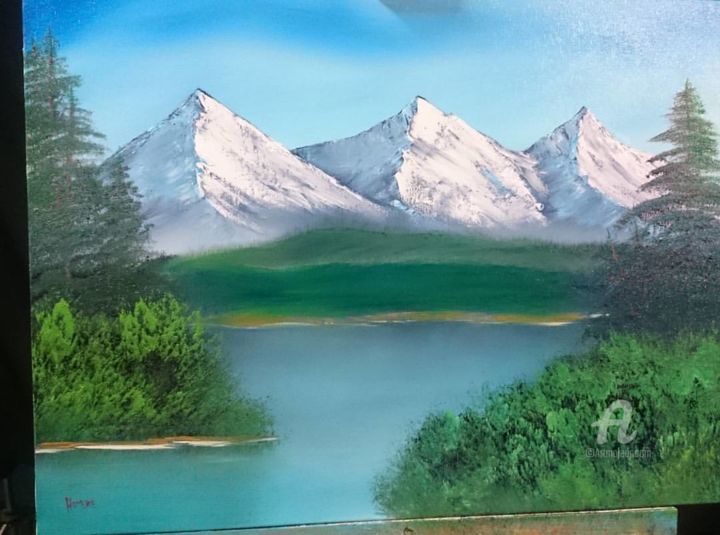 Pintura titulada "Majestic Peaks" por Homero Bittencourt, Obra de arte original, Oleo